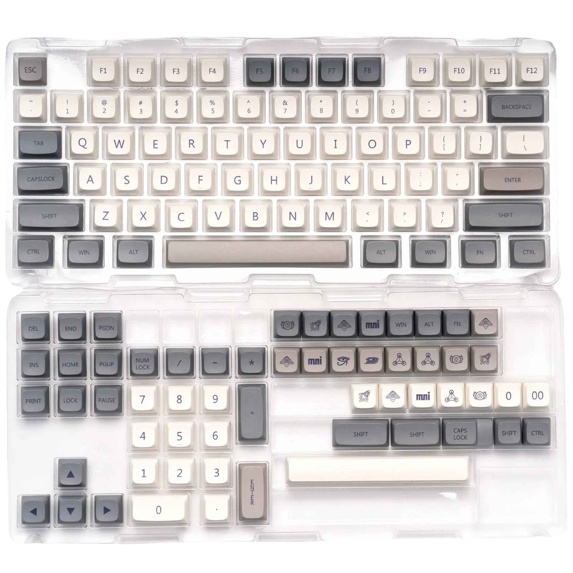 Minimalist White Gray Keycaps