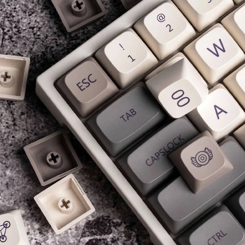 Minimalist White Gray Keycaps