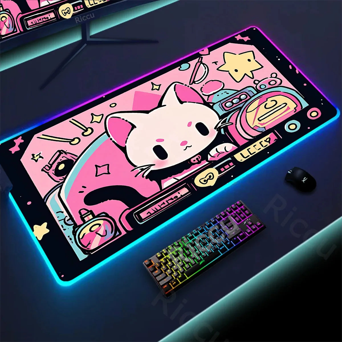 Kawaii Cat LED Deskmat